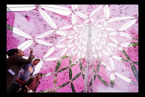 Foster + Partners with Buro Happold giant pink tent